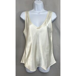Vintage‎ Satin Ivory Made USA Sz Large Women's Sleepwear Top Tank Y2K